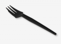 Snackvork 13cm plastic zwart (bruine ds)